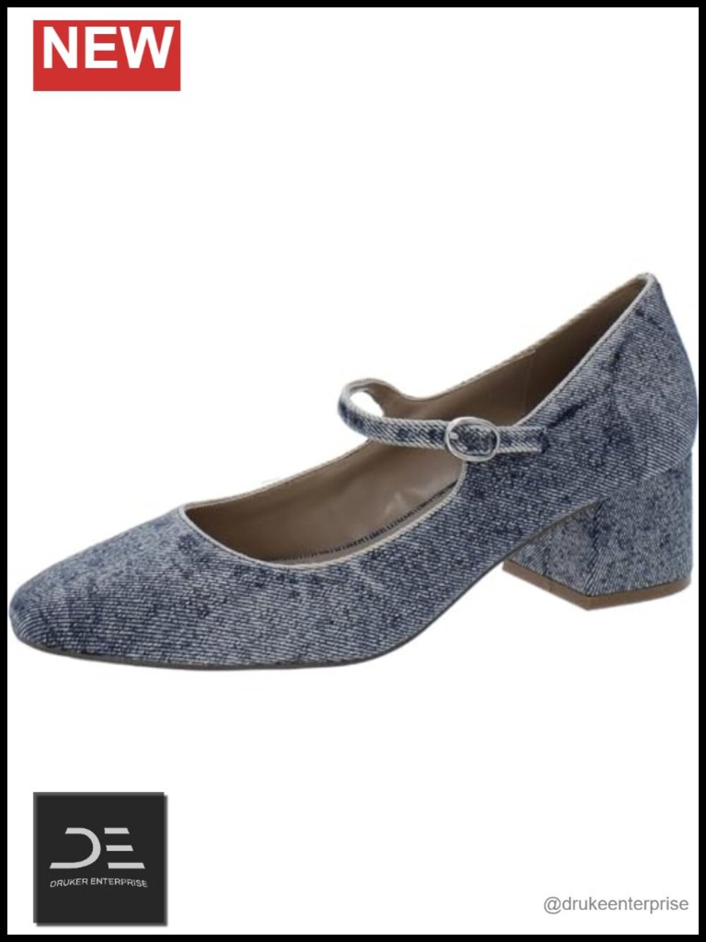 Block Heel Mary Jane Pumps with Buckle Closure, Almond Toe, 2 Inch Heel